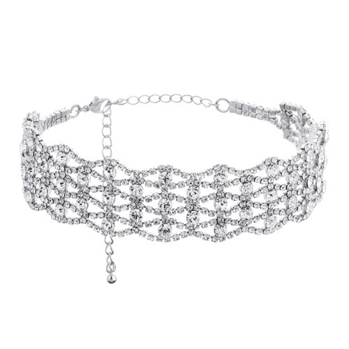 Delicate luxury jewelry wholesale hollow out diamond choker necklace with zircon for women